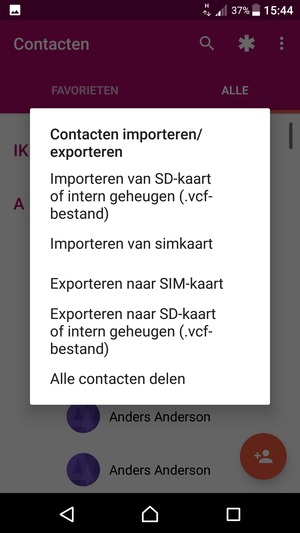 Selecteer Importeren van simkaart