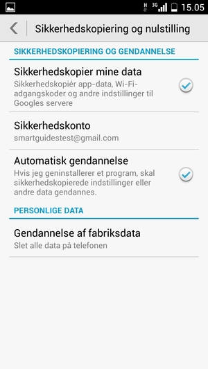 Vælg Sikkerhedskonto