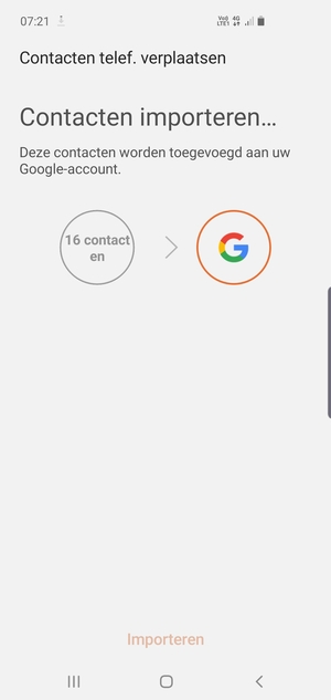 Uw contactpersonen worden opgeslagen naar uw Google-account en naar uw telefoon de volgende keer dat Google gesynchroniseerd wordt.