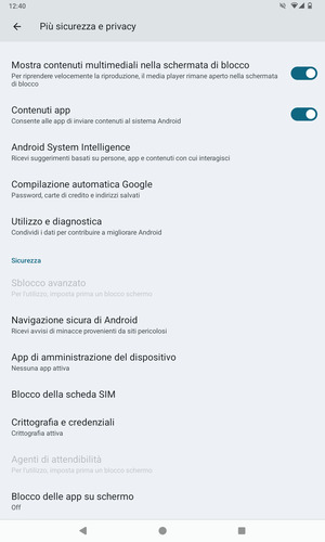 Seleziona Blocco della scheda SIM