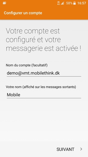 Donnez un nom à votre compte et saisissez votre nom. Sélectionnez SUIVANT
