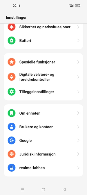 Bla til og velg Om enheten