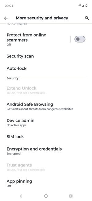 Scroll to and select SIM  lock