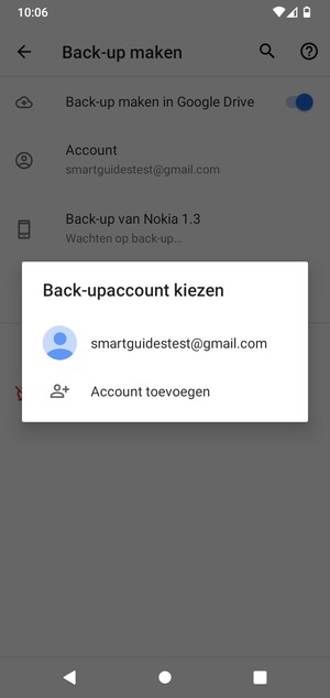 Selecteer uw back-up-account