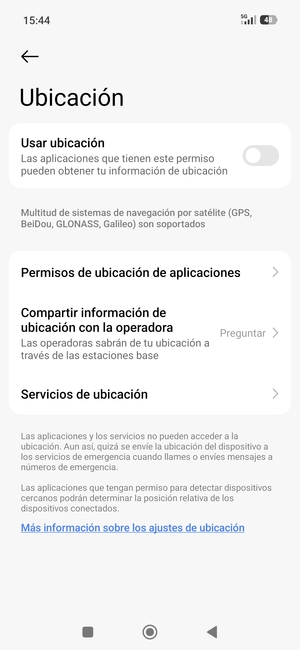 Desactive Usar ubicación