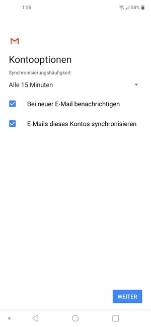 Wählen Sie WEITER