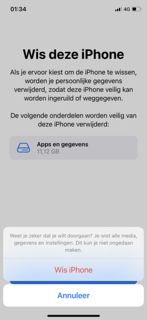 Selecteer Wis iPhone