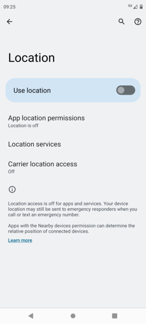 Turn off Use location