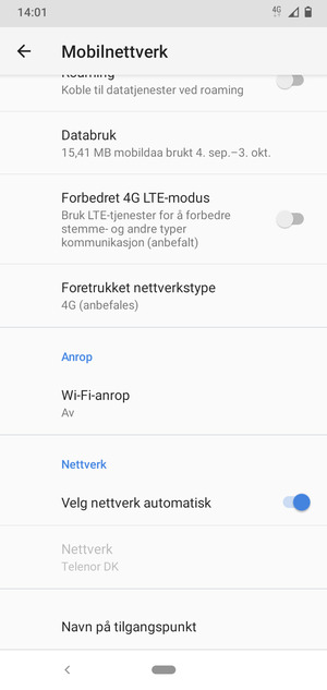 Slå av Velg nettverk automatisk