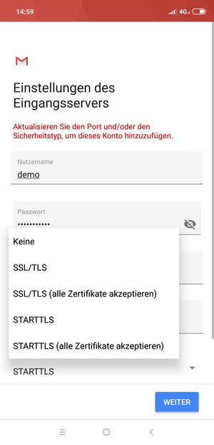 Wählen Sie Keine und WEITER