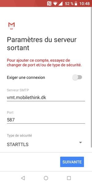 Sélectionnez Type de sécurité