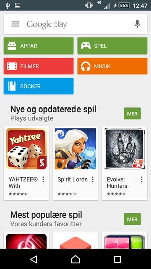 Tryck på sökfältet