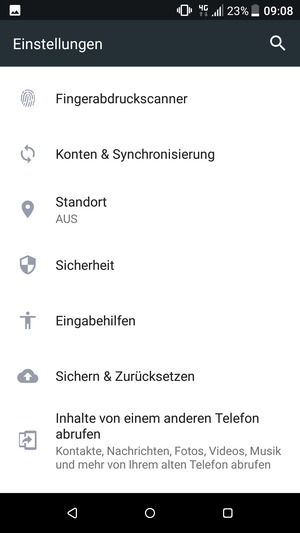 Scrollen Sie und wählen Sie Sichern & Zurücksetzen