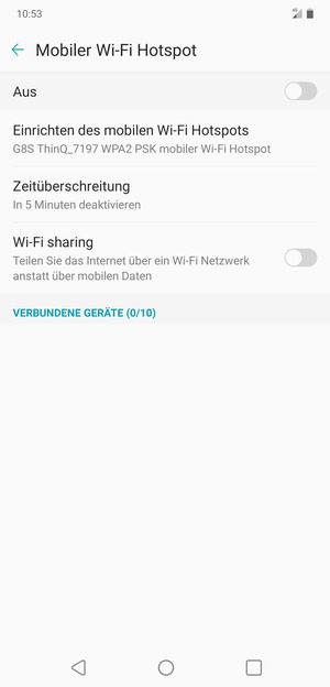 Wählen Sie Einrichten des mobilen Wi-Fi Hotspots