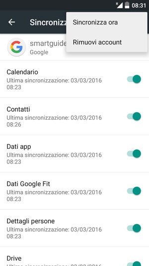 Seleziona Sincronizza ora