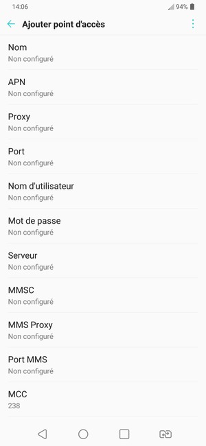 Saisissez les informations MMS