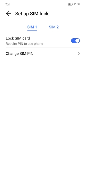 Select SIM 1 or SIM 2 and select Change SIM PIN