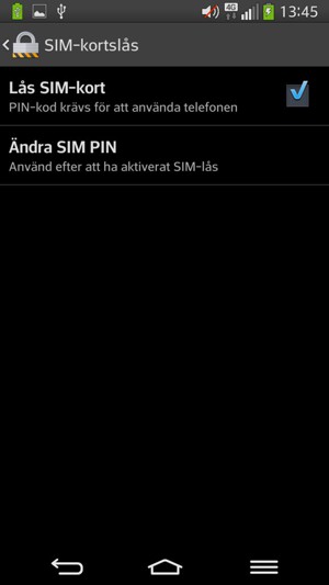 Välj Ändra SIM PIN