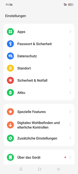 Scrollen Sie und wählen Sie Passwort & Sicherheit