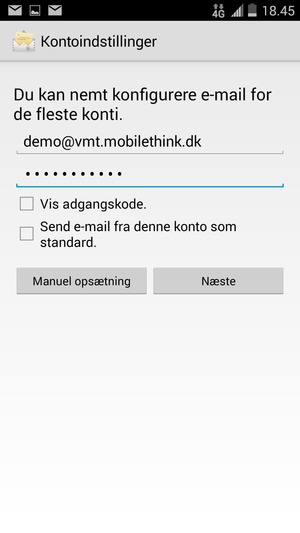 Indtast din e-mailadresse og adgangskode. Vælg Næste