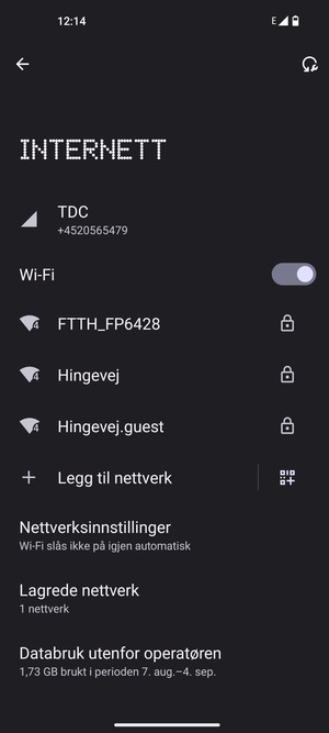 Velg det trådløse nettverket du vil koble til