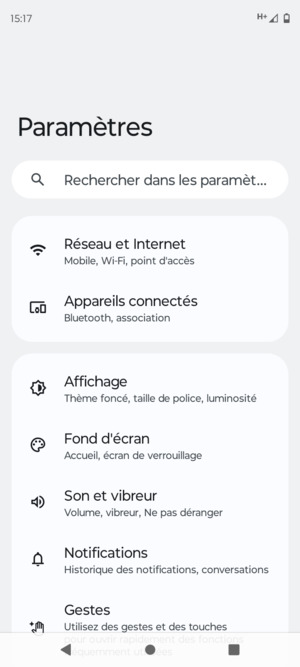 Sélectionnez Réseau et Internet