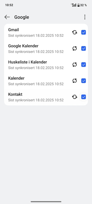 Din informasjon blir synkronisert
