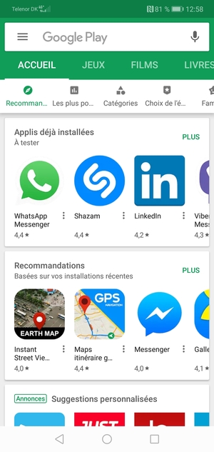 Sélectionnez la barre de Recherche