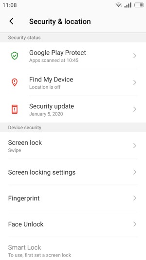 Select Screen lock