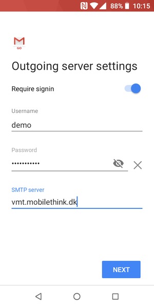 Enter Outgoing server address