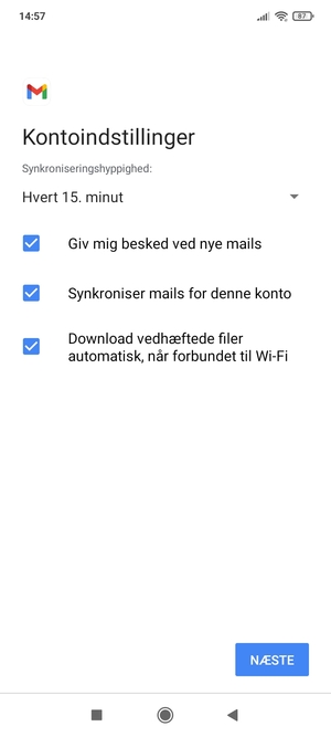 Vælg NÆSTE