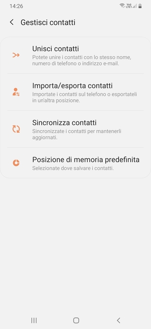 Seleziona Importa/esporta contatti