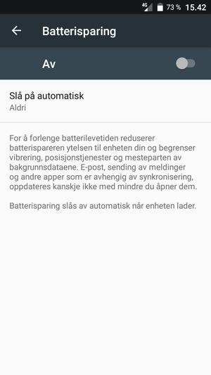 Slå på Batterisparing