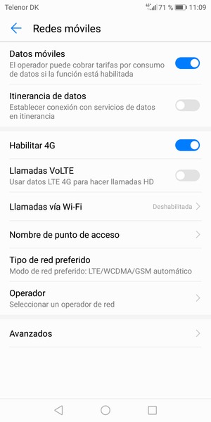 Seleccione Tipo de red preferido