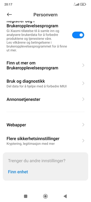Bla til og velg Flere sikkerhetsinnstillinger