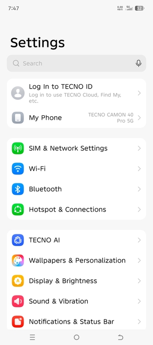Select SIM & Network Settings