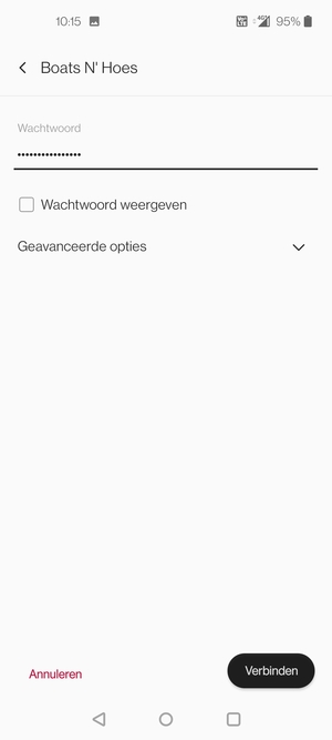 Voer het WiFi-wachtwoord in en selecteer Verbinden