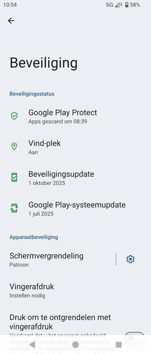 Uw telefoon is nu beveiligd met een schermvergrendeling