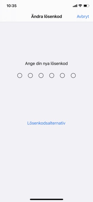 Ange din nya kod