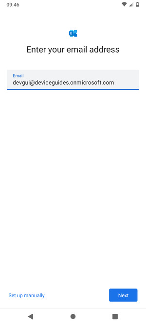 Enter your Email address and  select Setup manually