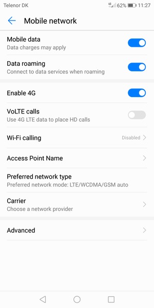 Turn Data roaming on or off