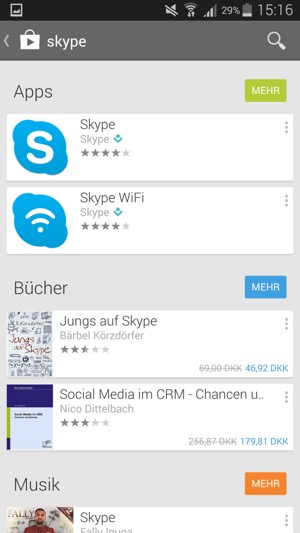 Wählen Sie die App