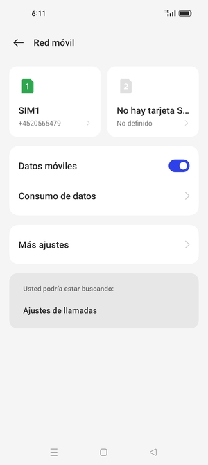Seleccione SIM1 o SIM2