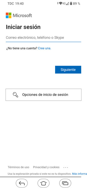 Introduzca su Dirección de correo electrónico y seleccione Siguiente