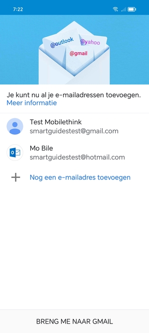 Selecteer BRENG ME NAAR GMAIL