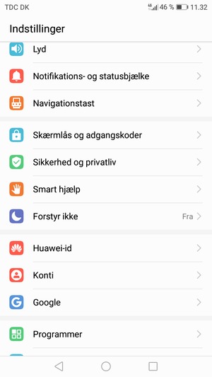 Scroll til og vælg Konti