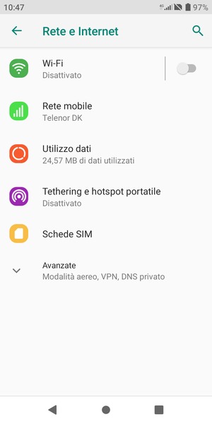 Seleziona Wi-Fi