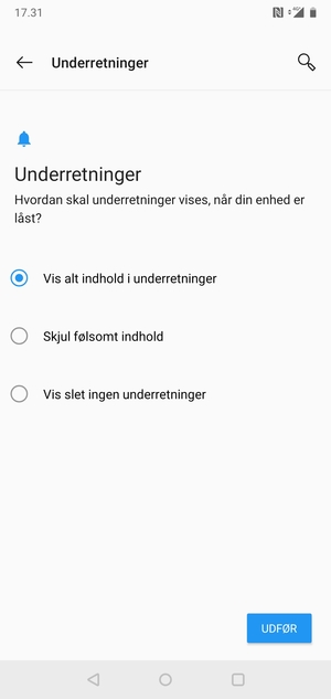 Vælg din foretrukne mulighed og vælg UDFØR