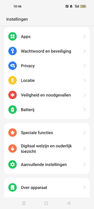 Scroll naar en selecteer Wachtwoord en beveiliging