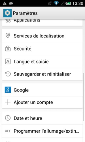 Retournez au menu Paramètres et sélectionnez Google